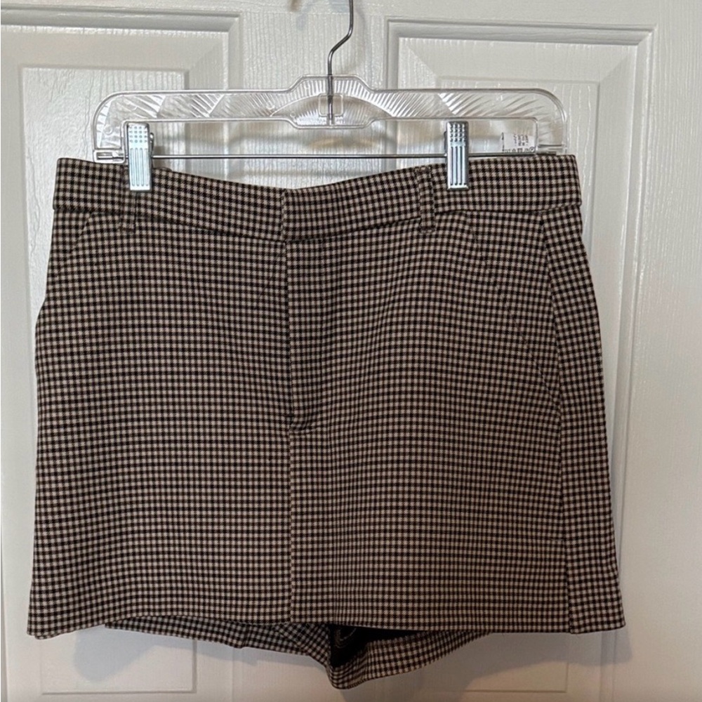 Zara Brown and Black Houndstooth Skort
